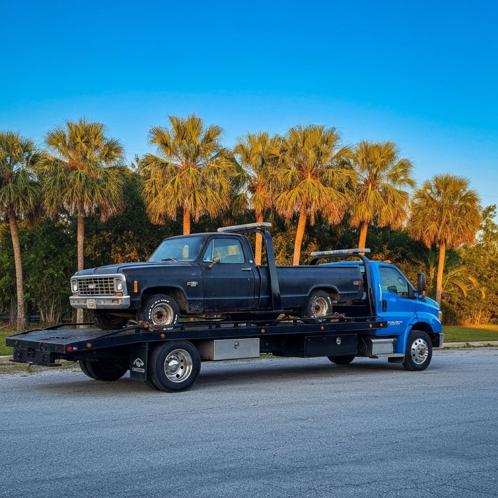 Tow truck carrying vehicle